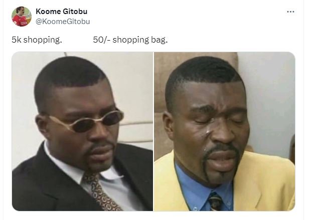 Koome gitobu koomegitobu 5k shopping. 50 shopping bag.