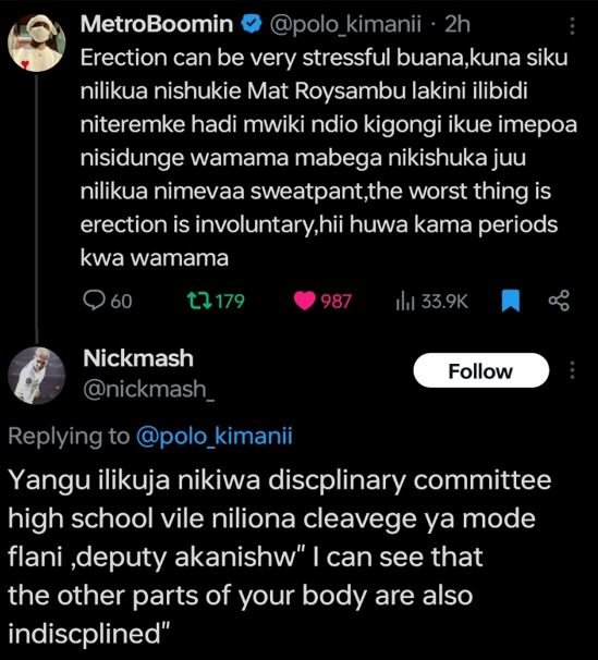 Metroboomin polo_kimanii 2h erection can be very stressful buana,kuna siku nilik