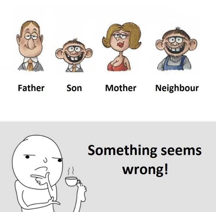 Father son mother neighbour something seems wrong!