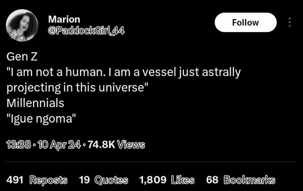 Marion paddockginl4a follow gen z iam not ahuman.iam avessel just astrally proje