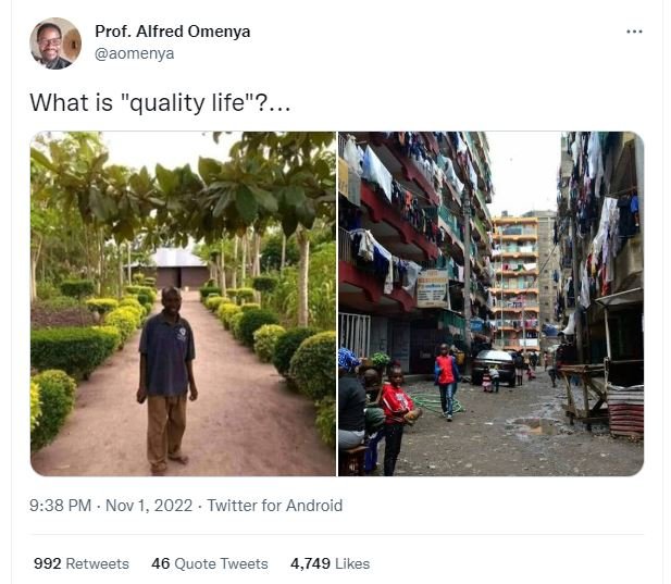 Prof. alfred omenya aomenya what is quality life? 9.38 pm nov 1, twitter for and
