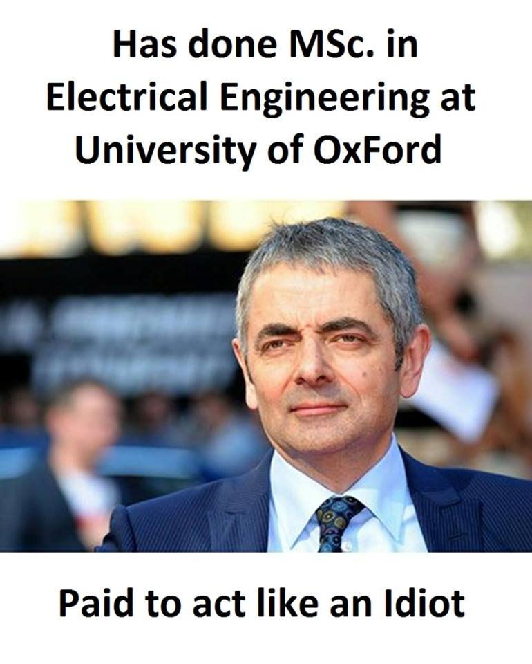 Has done msc. in electrical engineering at university of oxford paid to act like