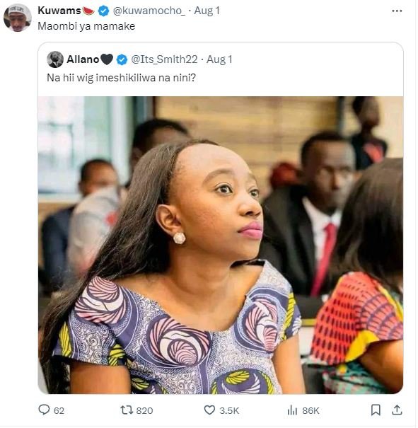 Kuwams kuwamocho_ aug maombi ya mamake allano its_smith22 . aug na hii wig imesh