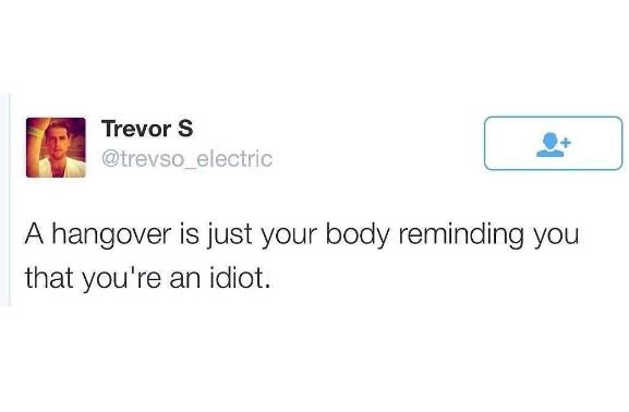 Trevor trevso_electric hangover is just your body reminding you that you're an i