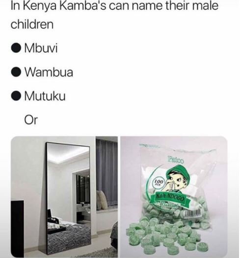 In kenya kamba's can name their male children mbuvi wambua mutuku or kon ndogo
