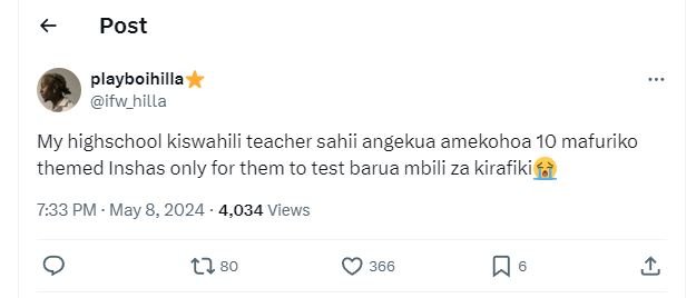 Post playboihilla ifw_hilla my highschool kiswahili teacher sahii angekua amekoh