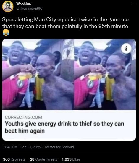 Wachira Thee_mavERIC Spurs letting Man City equalise twice in the game s0 that t