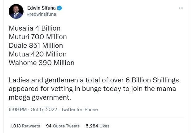 Edwin sifuna edwinsifuna musalia 4 billion muturi 700 million duale 851 million