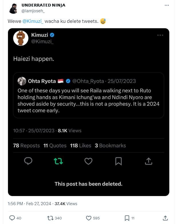 Underrated ninja iamjoseh_ wewe kimuzi wacha ku delete tweets_ kimuzi kimuzi_ ha