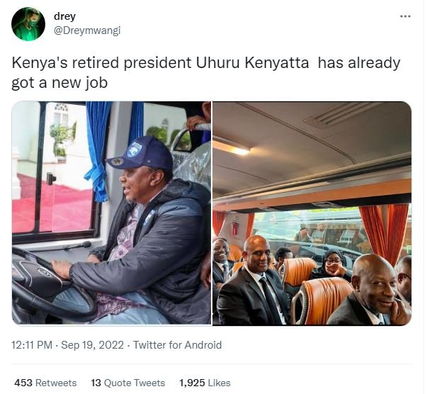 Drey dreymwangi kenya's retired president uhuru kenyatta has already got a new j
