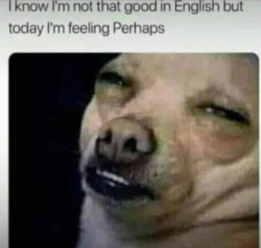 Iknowlmnot that good in english but today l'm feeling perhaps