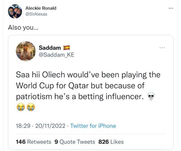 Aleckie ronald siralexas also you. saddam saddam_ke saa hii oliech would've been