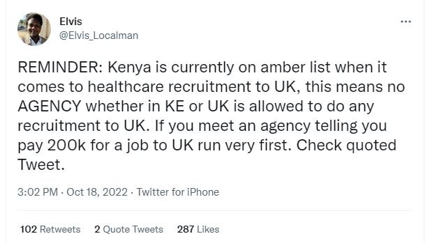 Elvis elvis ocalman reminder kenya is currently on amber list when it comes to h