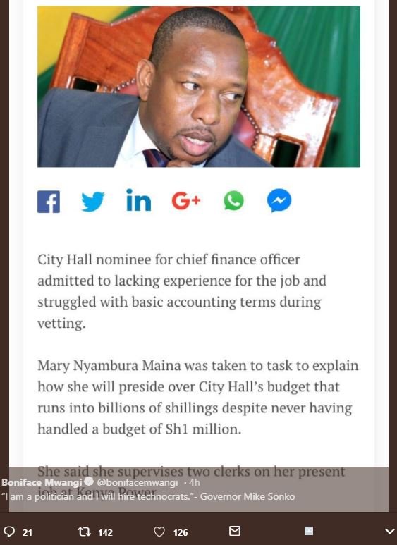 F1 in g city hall nominee for chief finance officer admitted to lacking experien