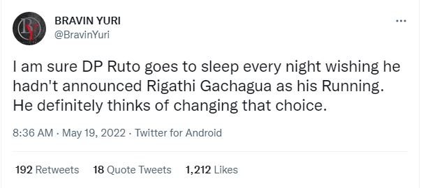 Bravin yuri bravinyuri am sure dp ruto goes to sleep every night wishing he hadn
