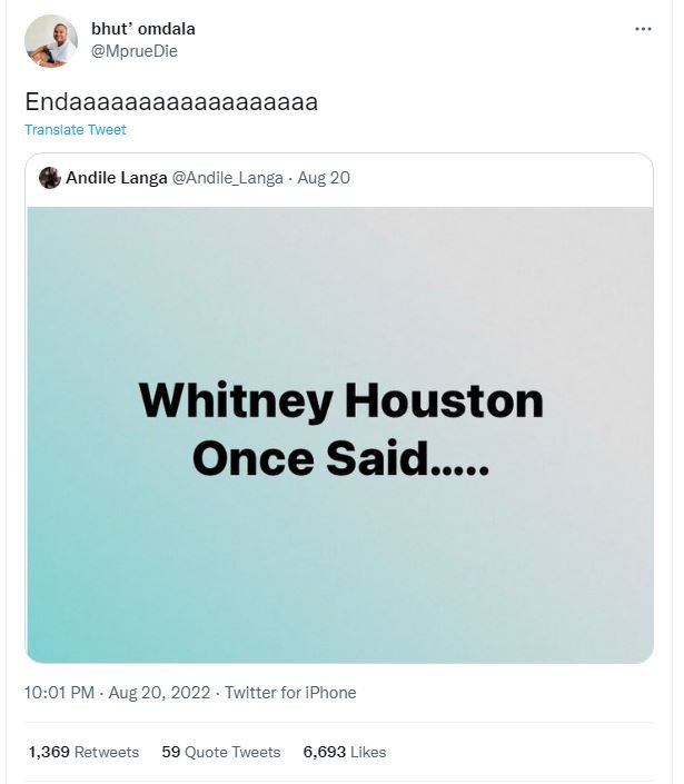 Bhut' omdala mpruedie endaaaaaaaaaaaaaaaaaa translate tweet andile langa andile_