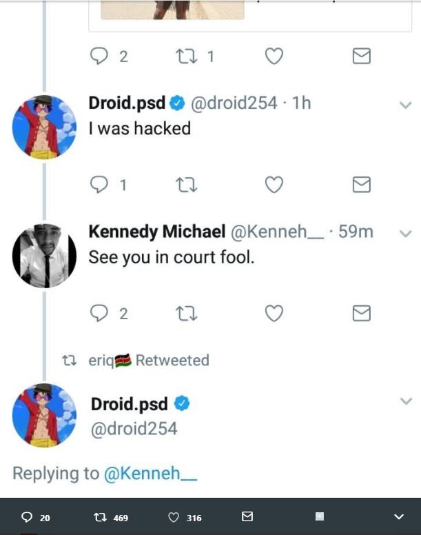 0 2 27 droid psd droid254 ih was hacked 0 1 27 kennedy michael kenneh_ 59m see y