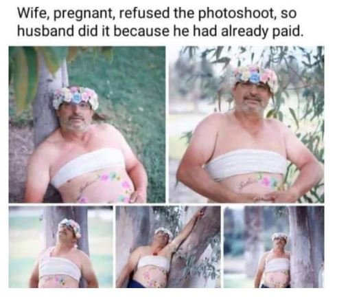 Wife, pregnant, refused the photoshoot so husband did it because he had already