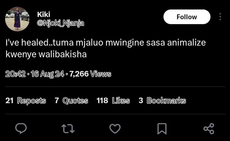 Kiki njoki_njanja follow i've healed.tuma mjaluo mwingine sasa animalize kwenye