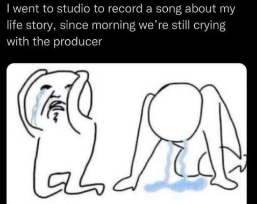 Went to studio to record a song about my life story, since morning we're still c