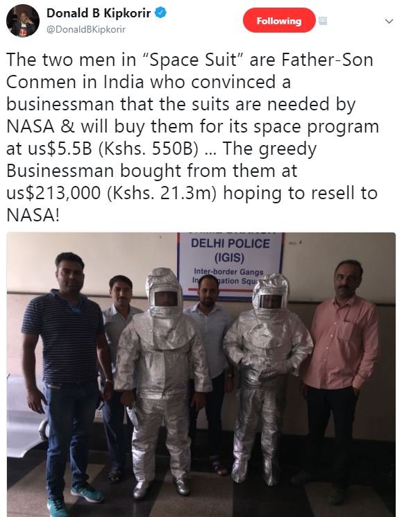 Donald b kipkorir donaldbkipkorir following the two men in space suit are father