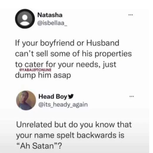Natasha isbellaa if your boyfriend or husband can't sell some of his properties