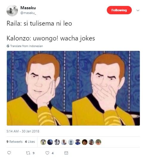 Masaku masaku_ following raila si tulisema ni leo kalonzo uwongo! wacha jokes tr