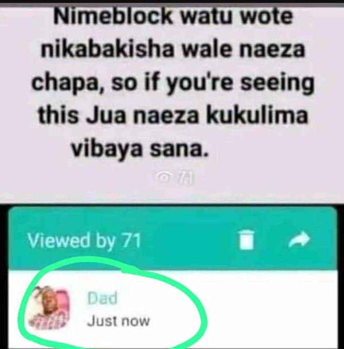 Nimeblock watu wote nikabakisha wale naeza chapa, so if you're seeing this jua n