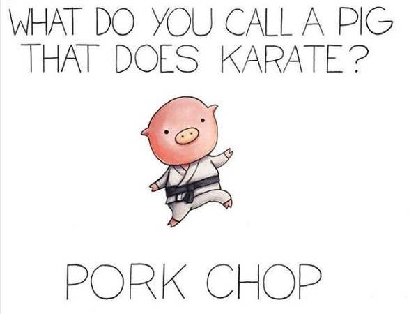 What do you call a pig that does karate? pork chop