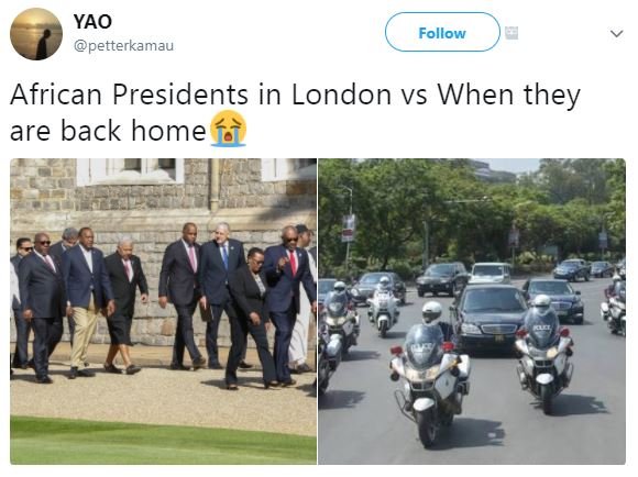 Yao petterkamau follow african presidents in london vs when they are back home
