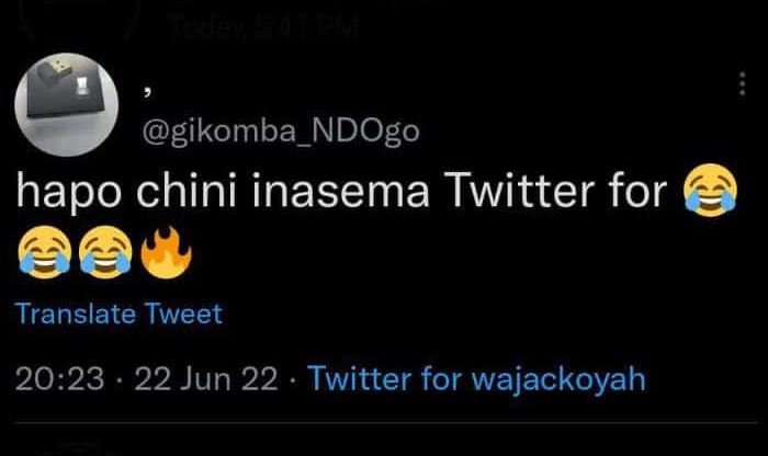 Gikomba_ndogo hapo chini inasema twitter for translate tweet 20.23 22 jun 22 twi