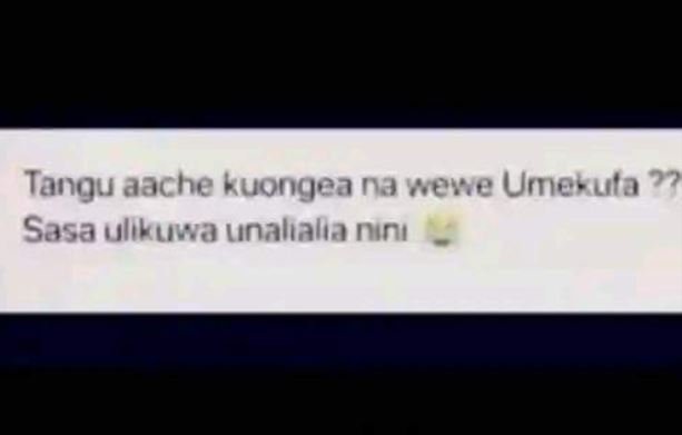 Tangu aache kuongea na wewe umeruta sasa ulikuwa unalalla ninı