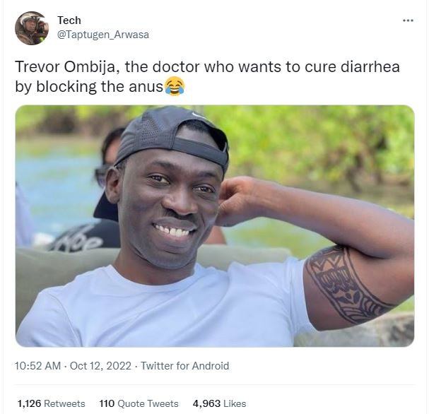 Tech taptugen_arwasa trevor ombija, the doctor who wants to cure diarrhea by blo