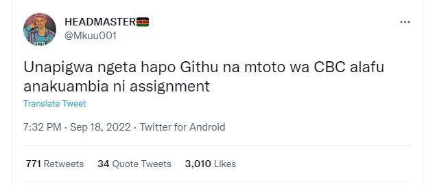 Headmaster mkuuoo1 unapigwa ngeta hapo githu na mtoto wa cbc alafu anakuambia ni