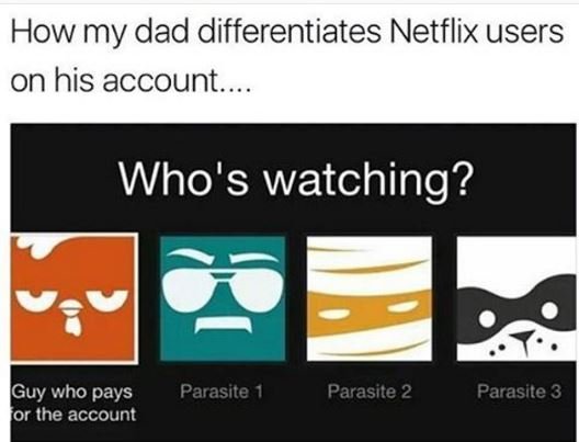 How my dad differentiates netflix users on his account who s watching? guy who p