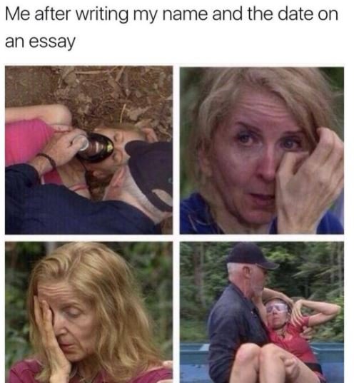 Me after writing my name and the date on an essay