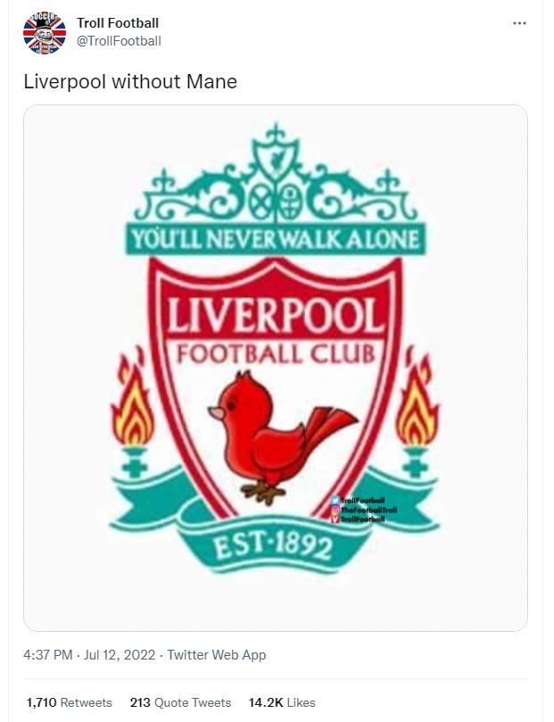 Troll football trollfootball liverpool without mane youllneverwalk alone liverpo
