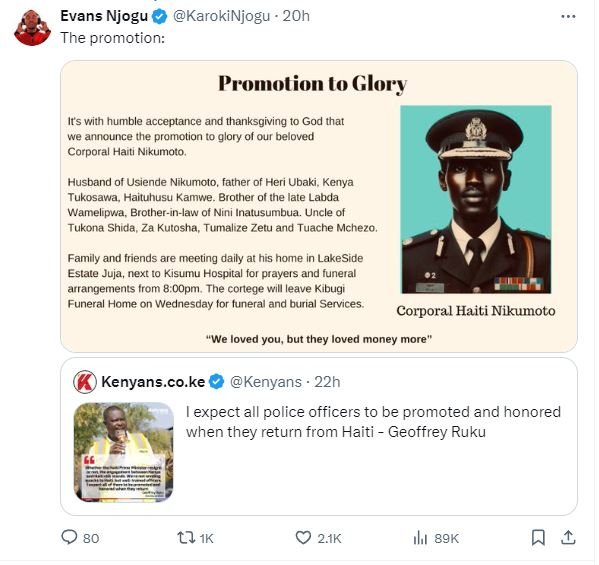 Evans njogu karokinjogu 20h the promotion promotion to glory its vith humble acc