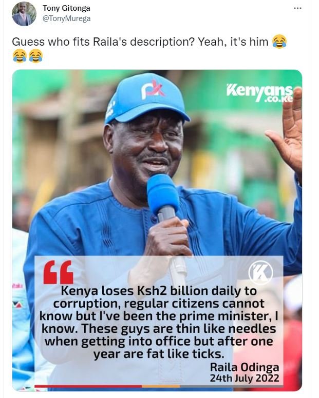 Tony gitonga tonymurega guess who fits raila's description? yeah it's him kenygn
