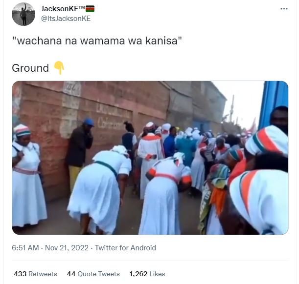 Jacksonketm itsjacksonke 'wachana na wamama wa kanisa ground 651 am nov 21, twit