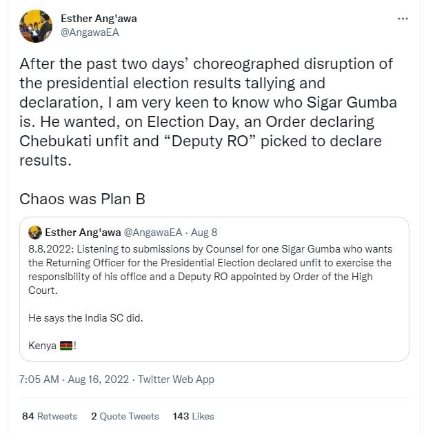 Esther ang awa angawaea after the past two days' choreographed disruption of the