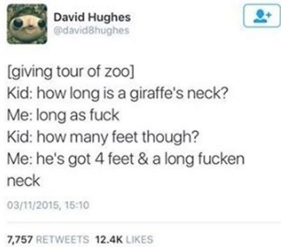 David hughes davidenughes giving tour of z0o kid how long is a giraffe's neck? m