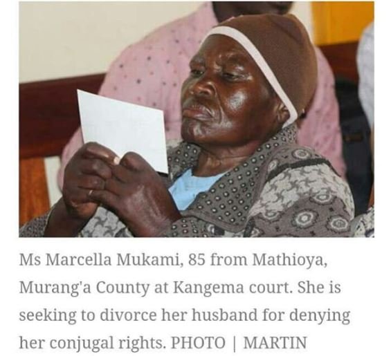 Ms marcella mukami, 85 from mathioya murang'a county at kangema court. she is se
