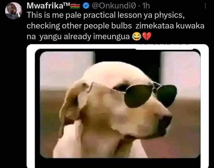 Mwafrikarm onkundio ih this is me pale practical lesson ya physics, checking oth
