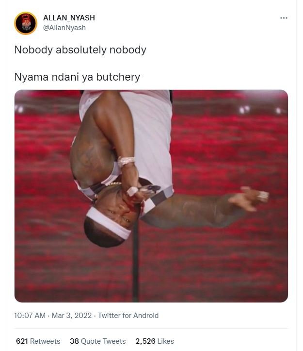 Allan_nyash allannyash nobody absolutely nobody nyama ndani ya butchery 10.07 am