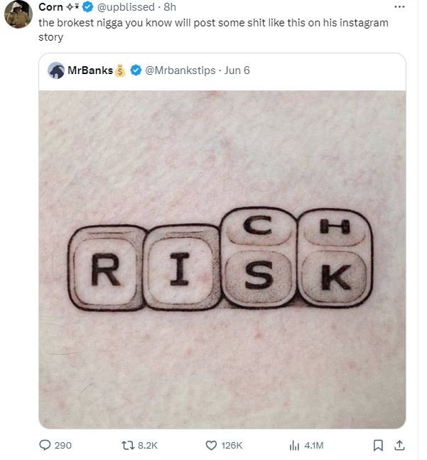 Corn upblissed 8h the brokest nigga you know will post some shit like this on hi