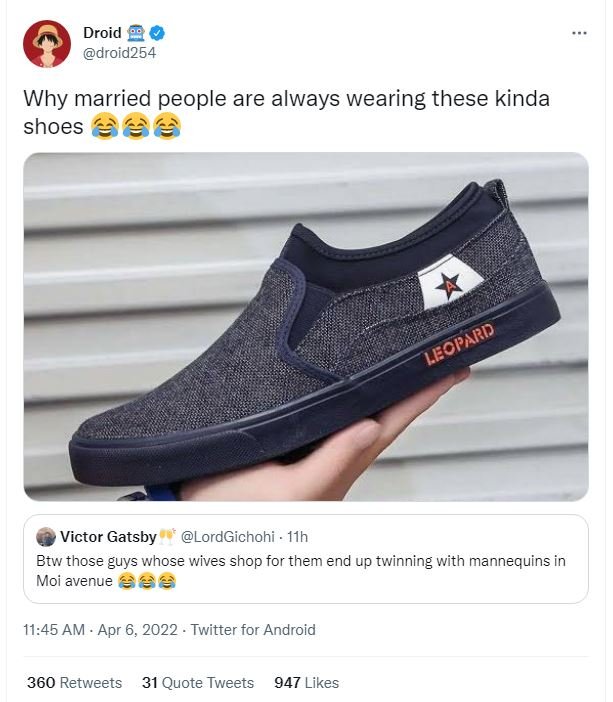 Droid droid254 why married people are always wearing these kinda shoes e6 victor