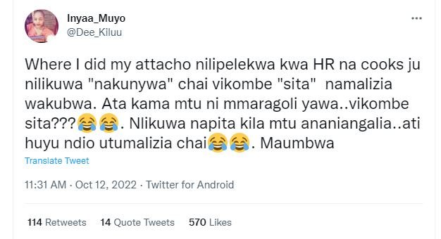 Inyaa muyo dee_kiluu where did my attacho nilipelekwa kwa hr na cooks ju nilikuw
