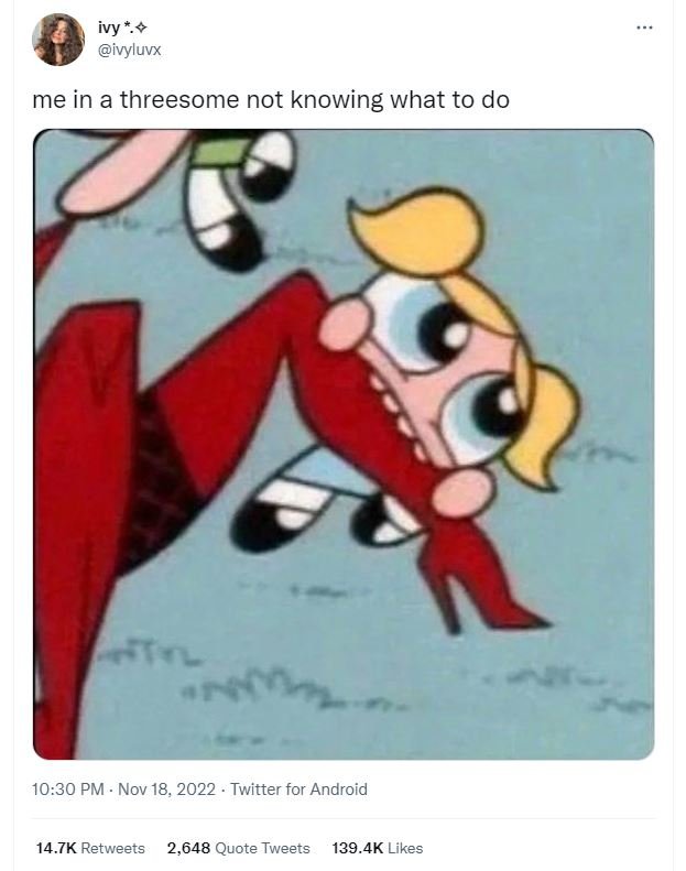 Ivy . ivyluvx me in a threesome not knowing what to do fa 10.30 pm nov 18, twitt