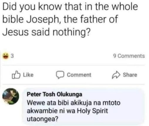 Did you know that in the whole bible joseph the father of jesus said nothing? co